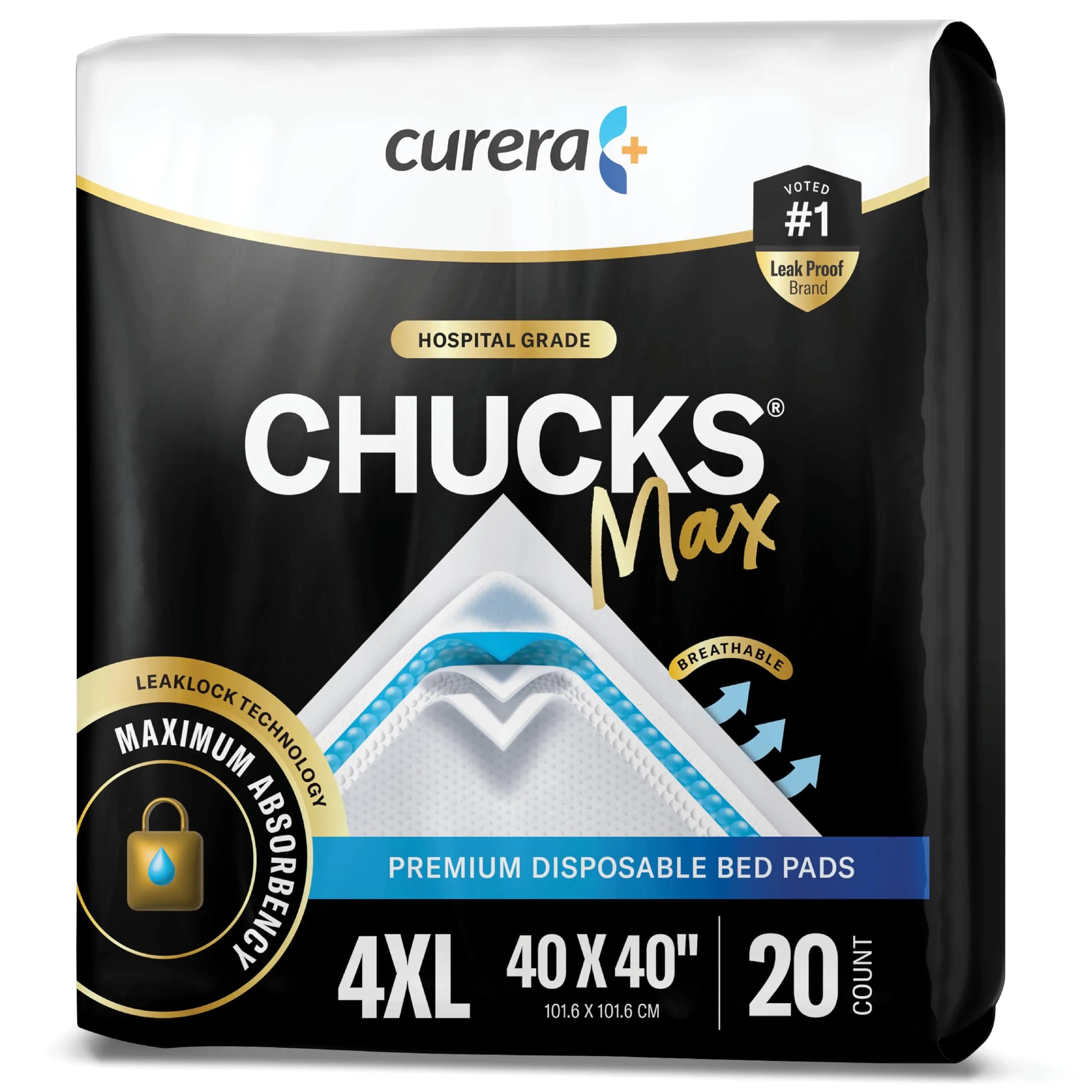 Chucks® MAX Hospital Bed Pads 40" x 40" (101.6cm x 101.6cm) | Heavy Duty Absorbency for Adults up to 400 lbs