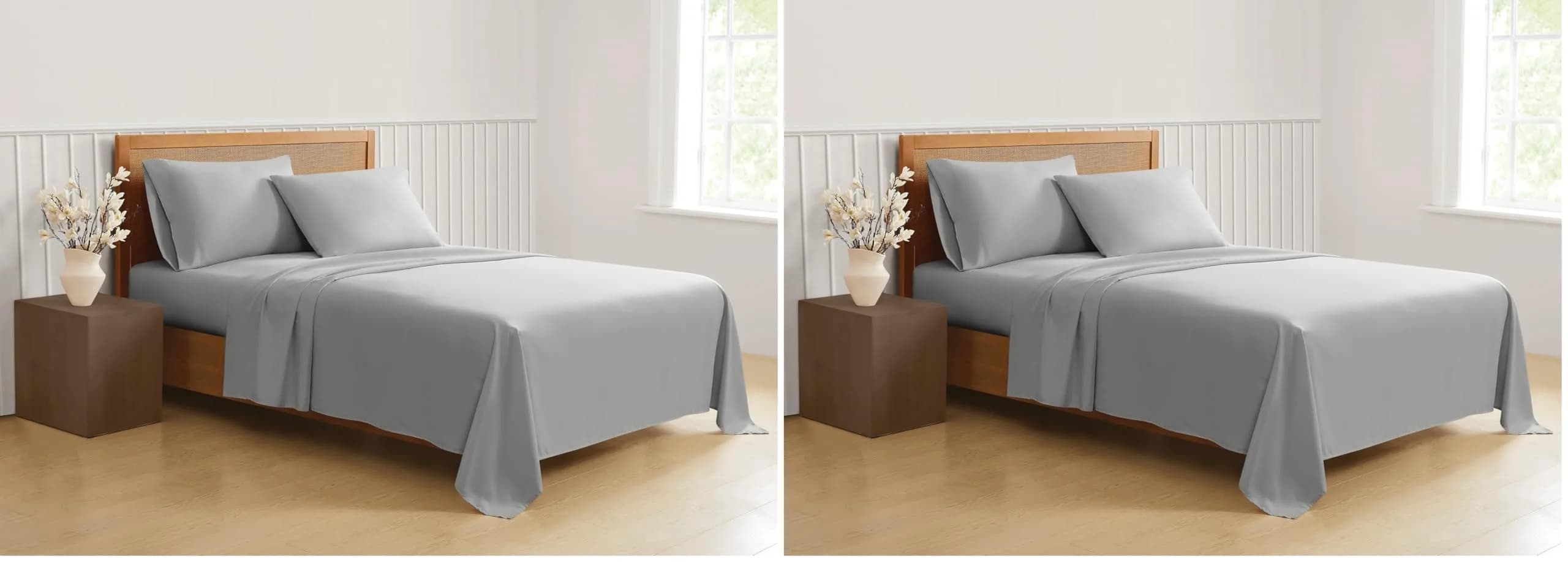 TRULY SOFT Green Solid Grey Twin XL Sheet Set | 3 Piece Recycled Cotton Bedding