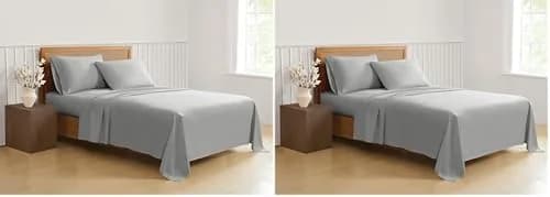 TRULY SOFT Green Solid Grey Twin XL Sheet Set | 3 Piece Recycled Cotton Bedding thumbnail 1