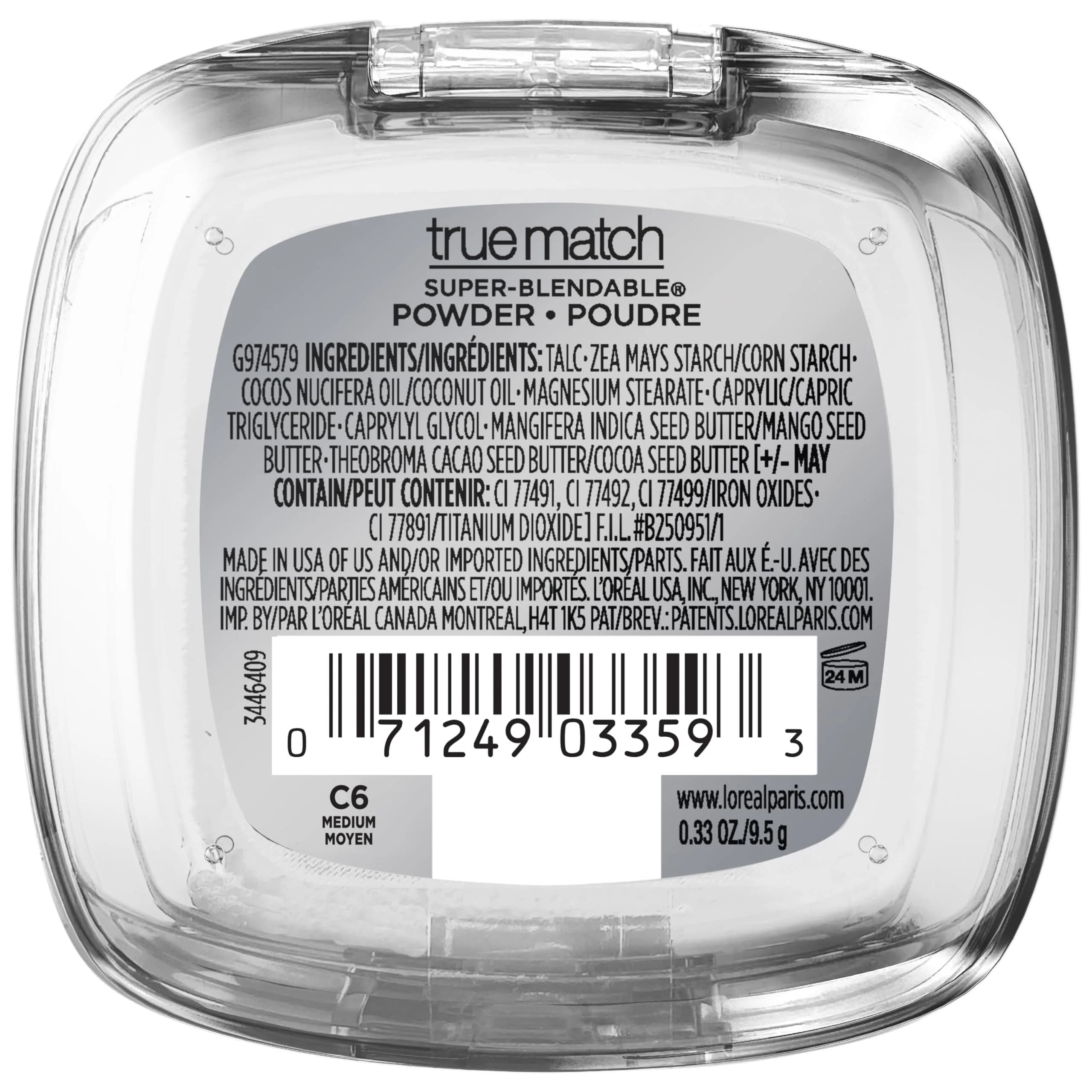 L'Oreal Paris True Match Super Blendable Oil-Free Powder Foundation C6 Medium 18.4 g (0.66 oz) | Matches Skin Tone & Texture - view 7