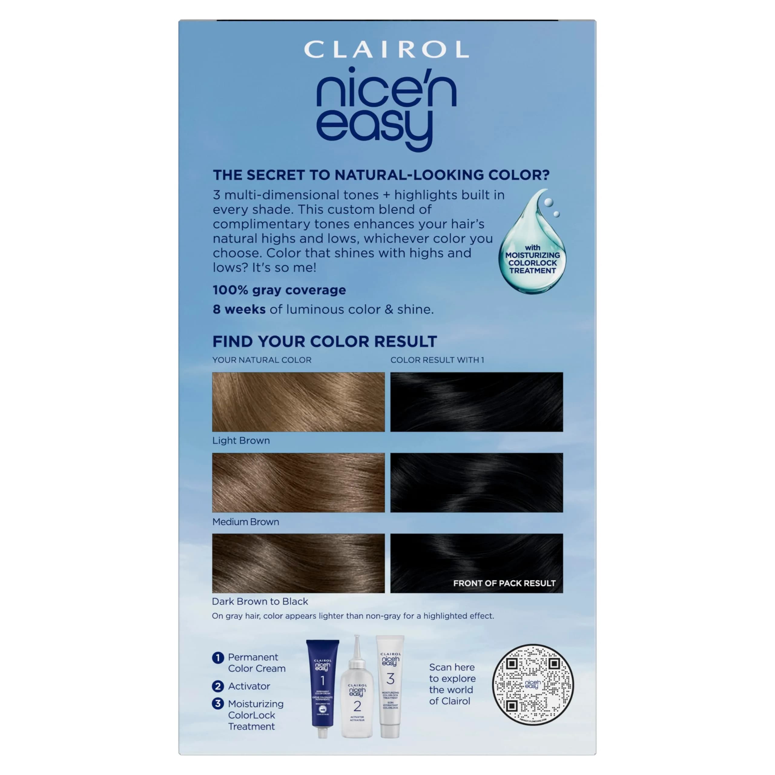 Clairol Nice'n Easy Permanent Hair Dye, 1 Blackest Black Color, 2x6.26 Fl Oz (12.52 Fl Oz Total) | 100% Gray Coverage - view 9