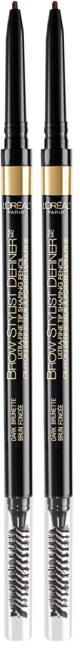 L'Oreal Paris Brow Stylist Definer Waterproof Eyebrow Pencil, Dark Brunette (2-Pack) | Ultra-Fine Tip for Natural Strokes - main product image