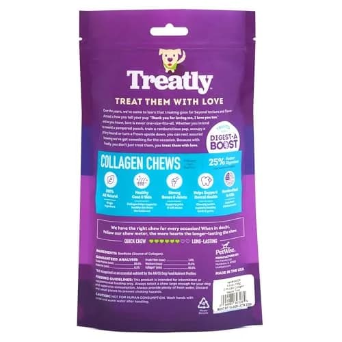 Treatly Collagen Twist Dog Chew Treats 6-7" Natural Flavor | USA Sourced Chew for Medium Dogs thumbnail 2
