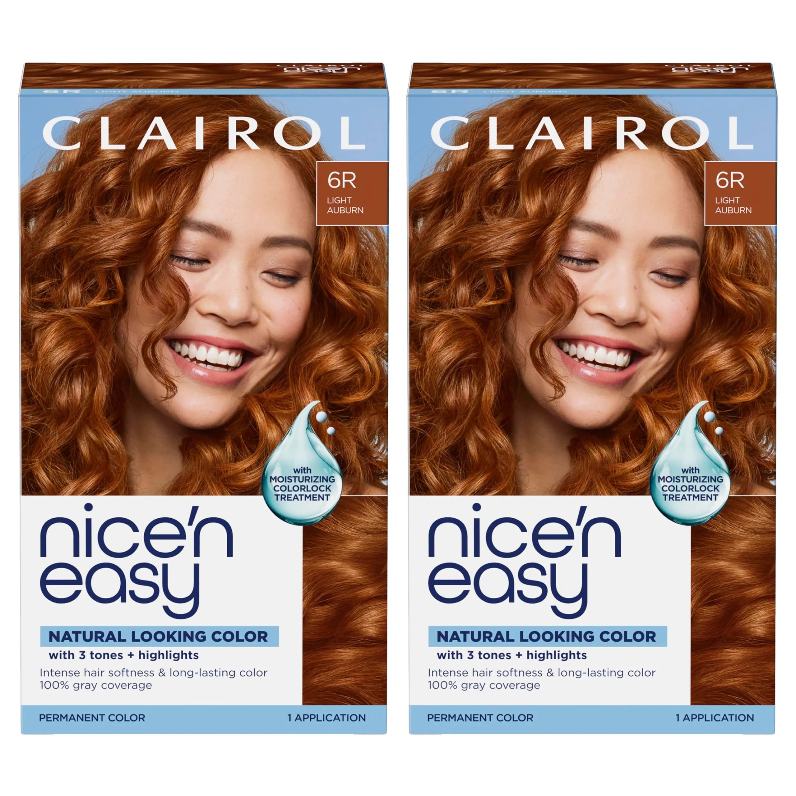 Clairol Nice'n Easy Permanent Hair Dye 6R Light Auburn, 6.26 Fl Oz (Pack of 2) - main product image