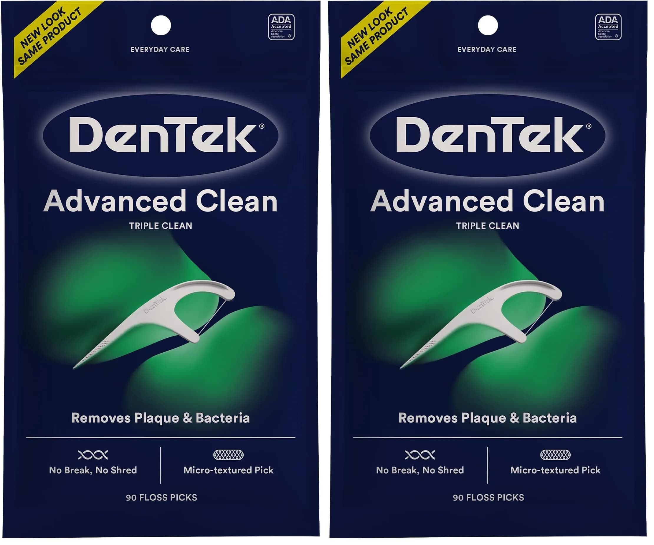 DenTek Advanced Clean Floss Picks 180 Count (90 Count Pack of 2) | Fluoride Infused Mint Flavor