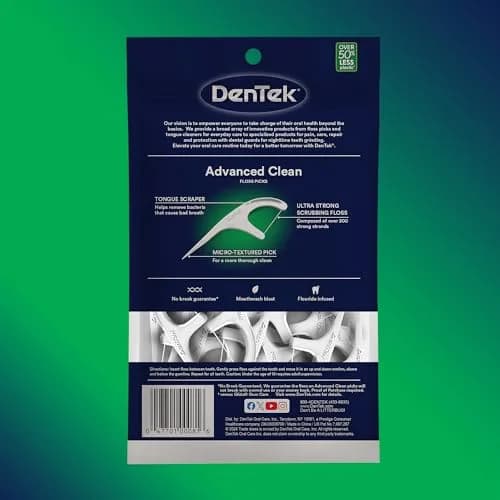 DenTek Advanced Clean Floss Picks 180 Count (90 Count Pack of 2) | Fluoride Infused Mint Flavor thumbnail 8