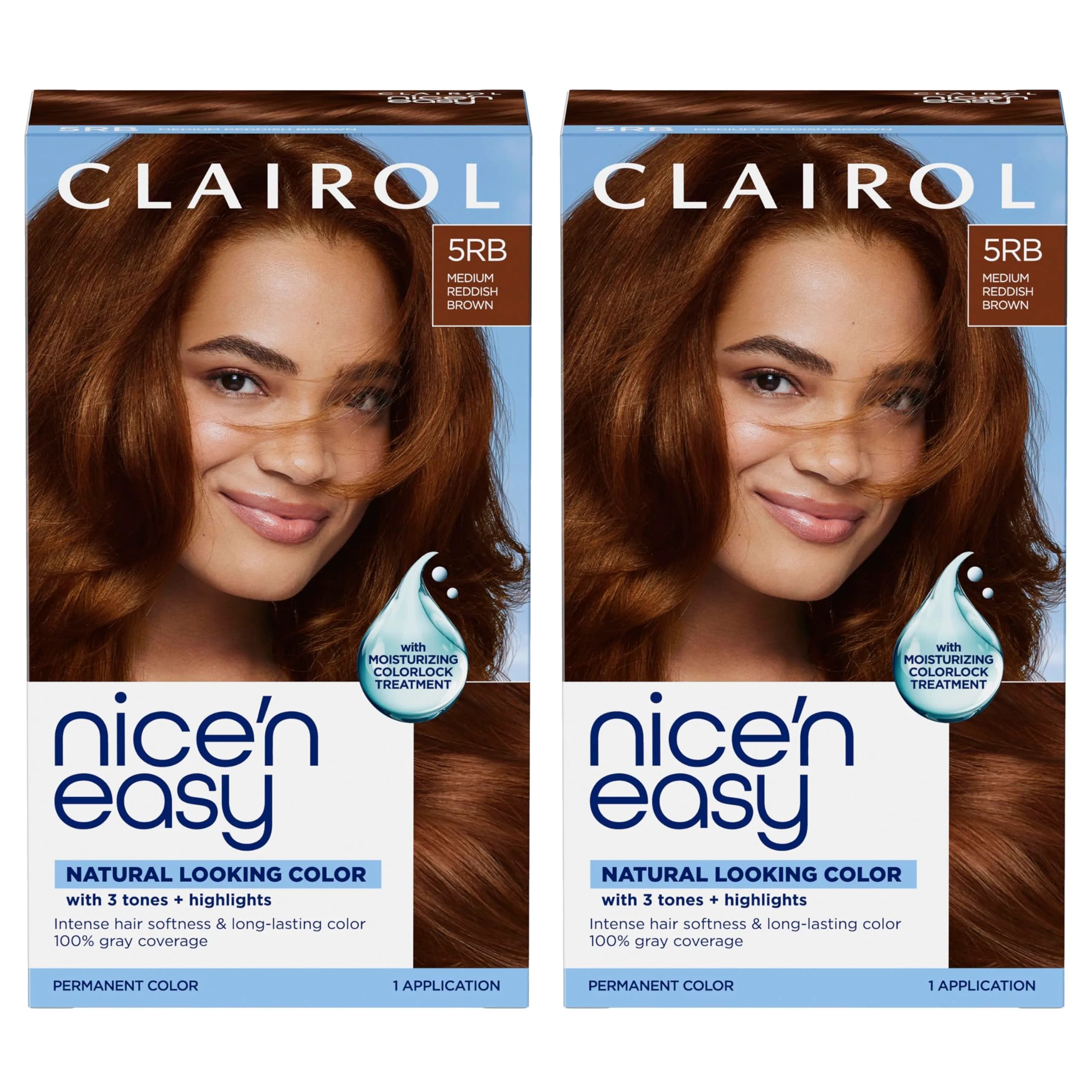 Clairol Nice'n Easy 5RB Medium Reddish Brown Permanent Hair Dye, Pack of 2 (6.26 Fl Oz) - main product image