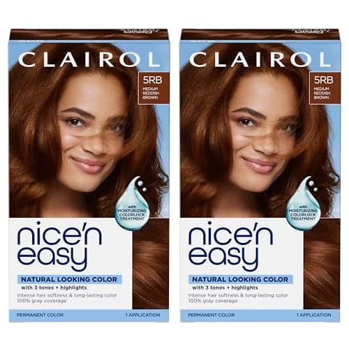 Clairol Nice'n Easy 5RB Medium Reddish Brown Permanent Hair Dye, Pack of 2 (6.26 Fl Oz) thumbnail 1