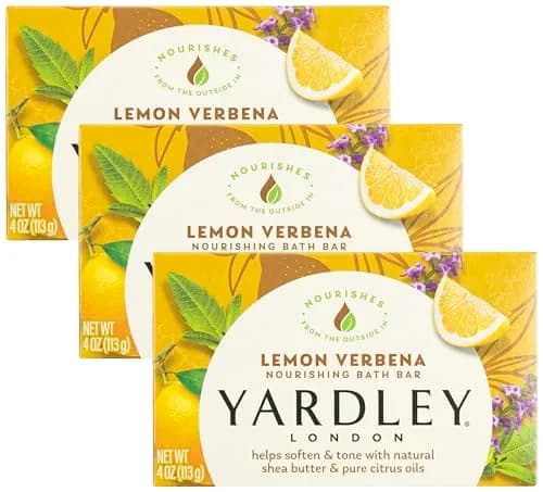 Yardley Lemon Verbena Moisturizing Bath Bar 4oz Pack of 3 | Natural Shea & Citrus Oil thumbnail 1