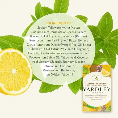 Yardley Lemon Verbena Moisturizing Bath Bar 4oz Pack of 3 | Natural Shea & Citrus Oil thumbnail 6