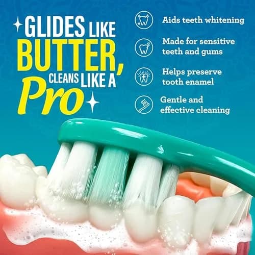 GuruNanda Butter On Gums Toothbrush Teal, Purple, Blue 25.4cm (9.4in) | ADA Accepted Ultra Soft Bristles for Sensitive Gums thumbnail 6