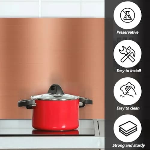 Yaocom 24x36 Inch Copper Stainless Steel Backsplash for Kitchen Wall | Easy Install & Clean thumbnail 5