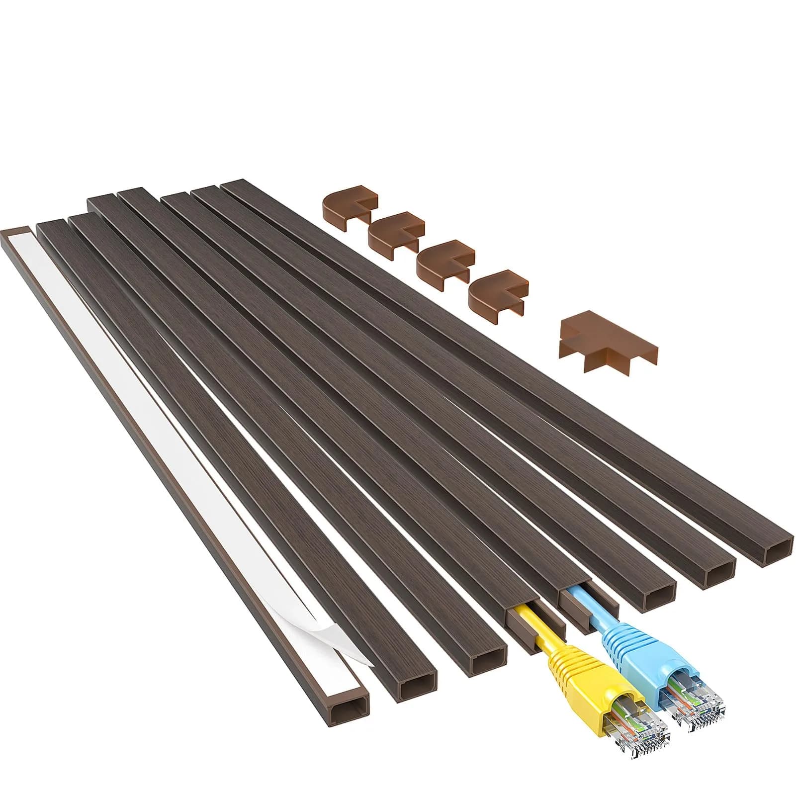 Yecaye Darkwood Cord Hider Kit 3.6m | Conceals 1 Small Wire for Home & Office - main product image