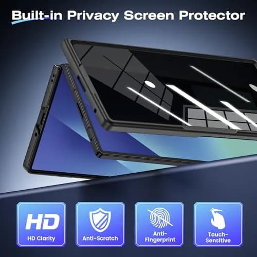 Ruky Black Case for Samsung Galaxy Z Fold 7 with Privacy Screen Protector & Kickstand | Fits 2025 Model thumbnail 3