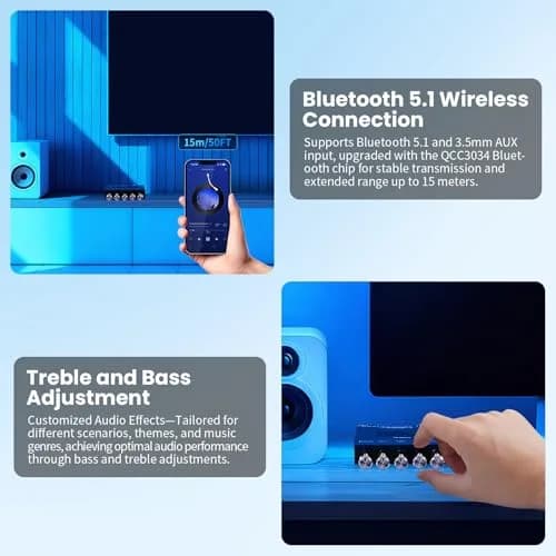 ARRAROWN ZK-TB21Q Bluetooth 5.1 HiFi Audio Amplifier Board 50W*2+100W | Support for DIY Audio Projects thumbnail 6