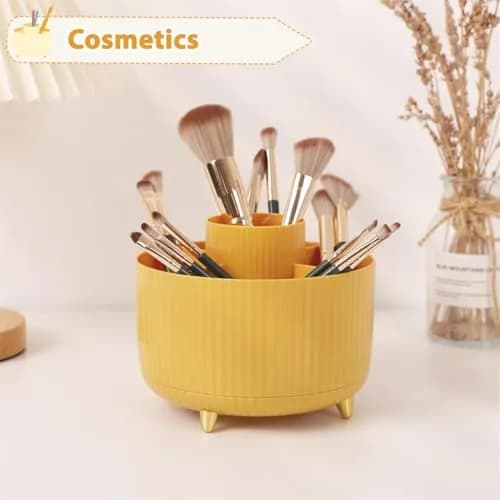 SKYDUE 360 Degree Rotating Desk Organizer with 5 Slots | Yellow 1Pack thumbnail 4
