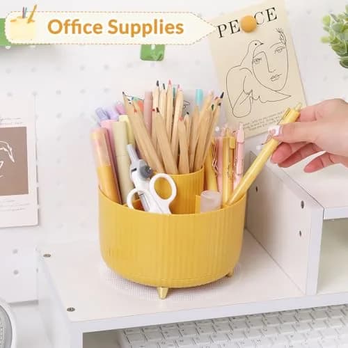 SKYDUE 360 Degree Rotating Desk Organizer with 5 Slots | Yellow 1Pack thumbnail 3