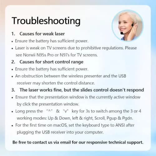 Norwii N76 Bluetooth Presentation Clicker with Green Pointer & USB-C Rechargeable Battery | 328ft Wireless Range thumbnail 8