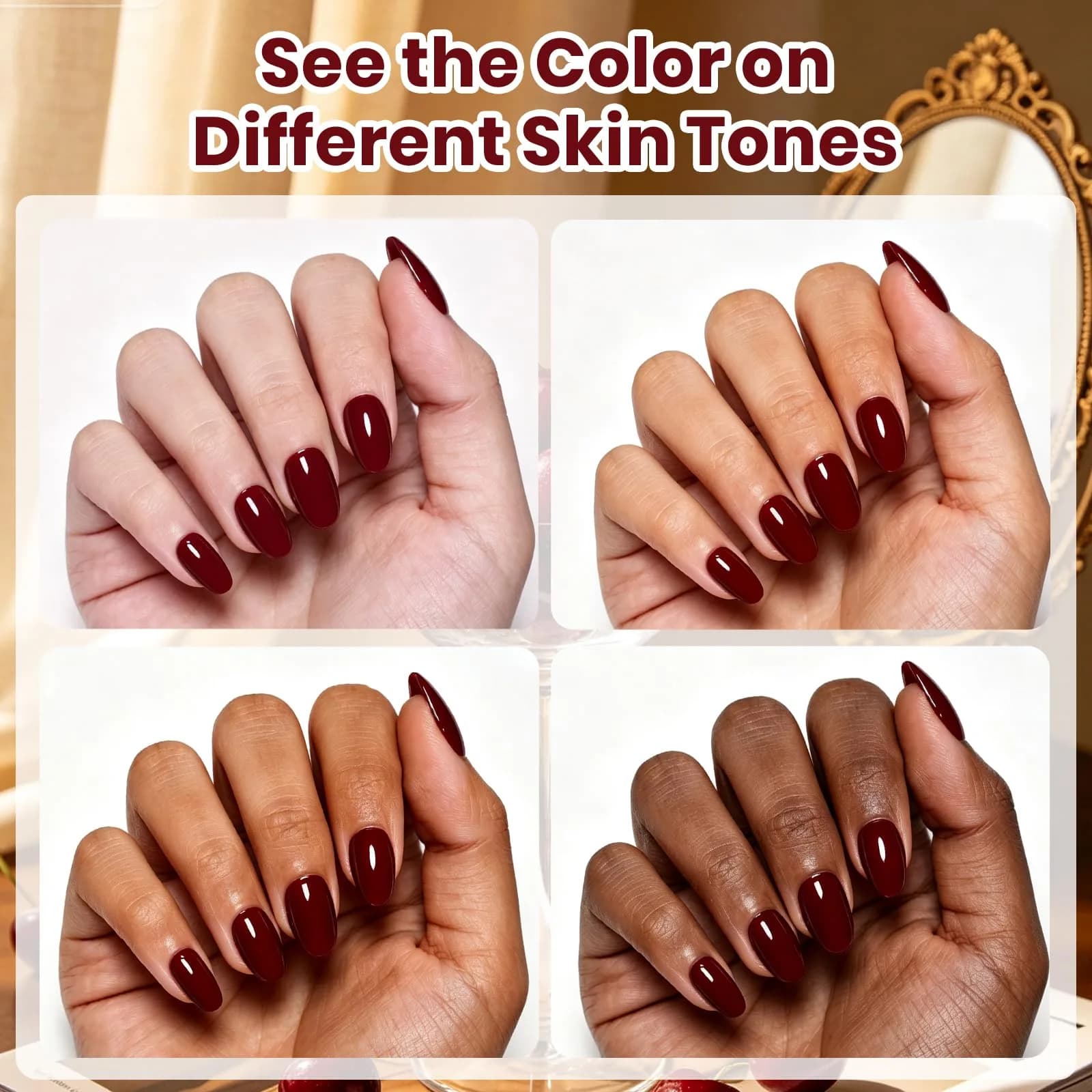 Beetles Gel Polish Ruby Cherry Burgundy Dark Red Gel Nail Polish 9ml (0.3 Fl Oz) | Fall Limited Color, Long-Lasting Glossy Finish - view 6