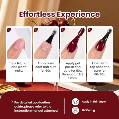 Beetles Gel Polish Ruby Cherry Burgundy Dark Red Gel Nail Polish 9ml (0.3 Fl Oz) | Fall Limited Color, Long-Lasting Glossy Finish thumbnail 7
