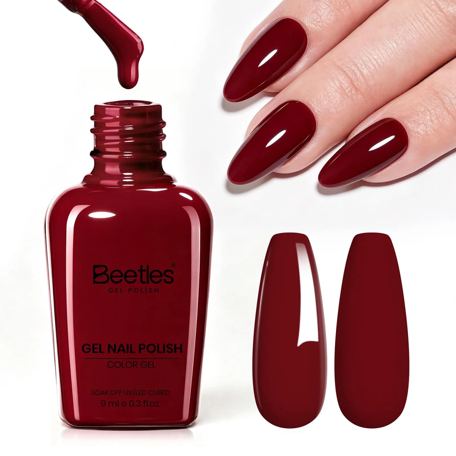 Beetles Gel Polish Ruby Cherry Burgundy Dark Red Gel Nail Polish 9ml (0.3 Fl Oz) | Fall Limited Color, Long-Lasting Glossy Finish - main product image