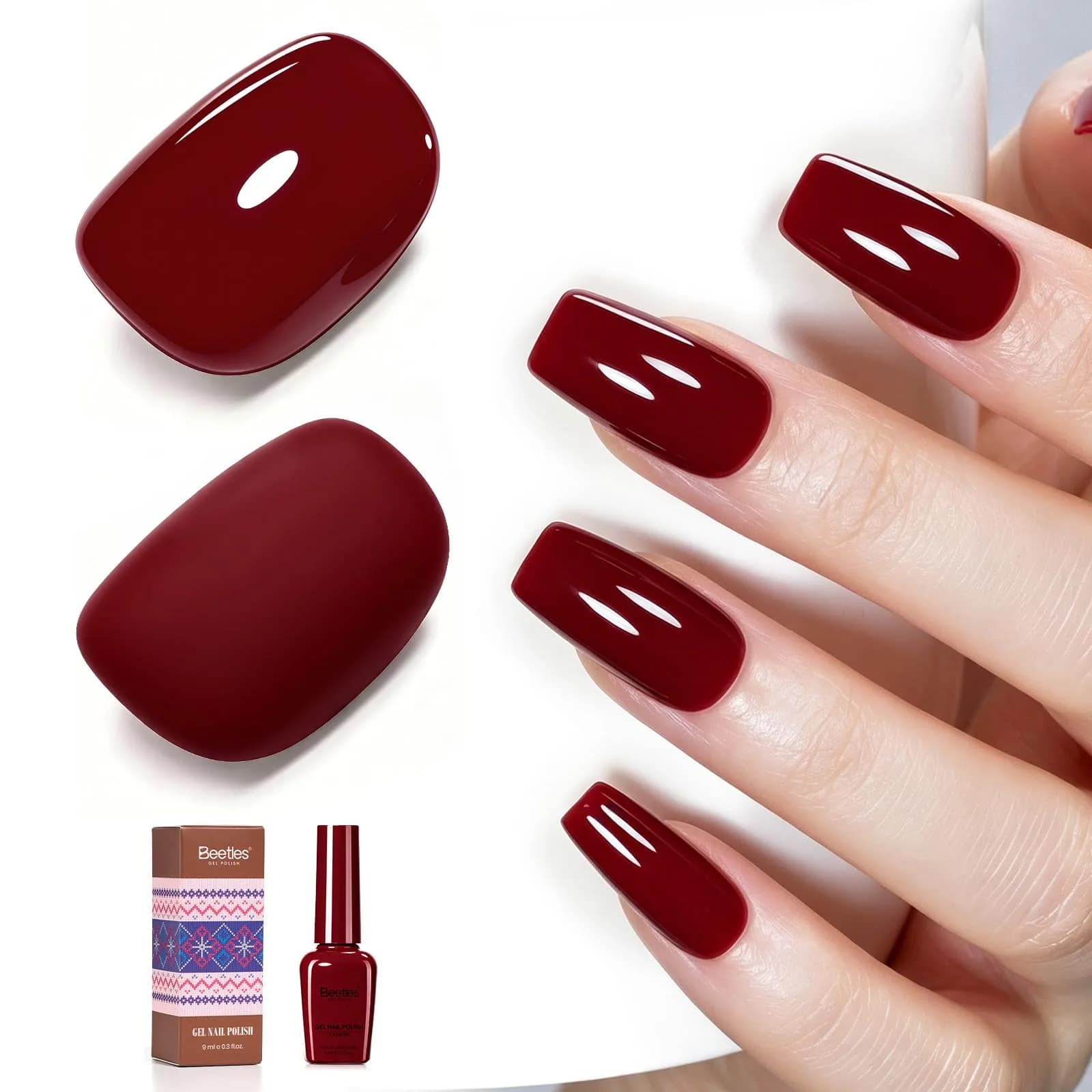 Beetles Gel Polish Ruby Cherry Burgundy Dark Red Gel Nail Polish 9ml (0.3 Fl Oz) | Fall Limited Color, Long-Lasting Glossy Finish - view 8