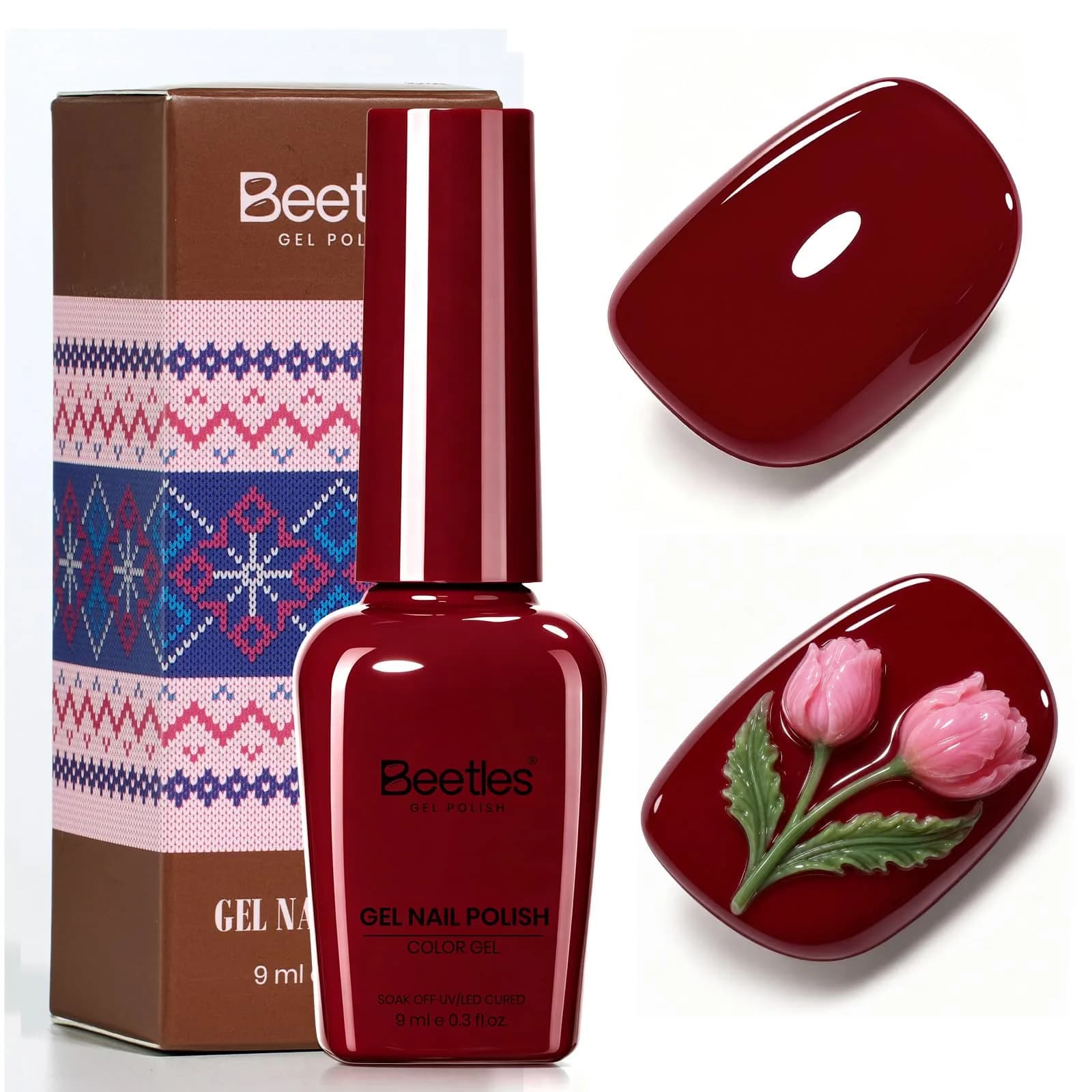 Beetles Gel Polish Ruby Cherry Burgundy Dark Red Gel Nail Polish 9ml (0.3 Fl Oz) | Fall Limited Color, Long-Lasting Glossy Finish - view 9