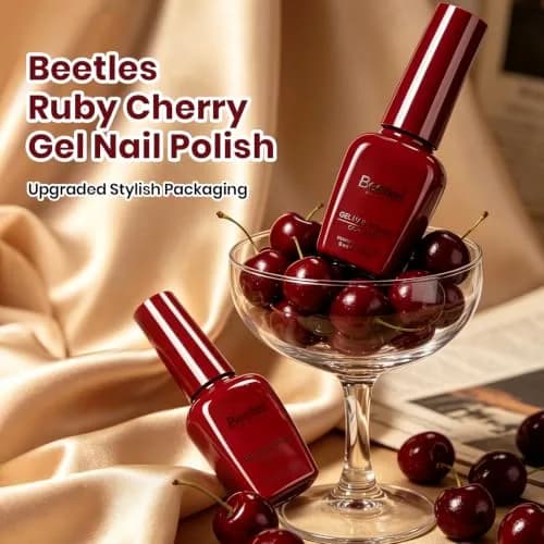 Beetles Gel Polish Ruby Cherry Burgundy Dark Red Gel Nail Polish 9ml (0.3 Fl Oz) | Fall Limited Color, Long-Lasting Glossy Finish thumbnail 2