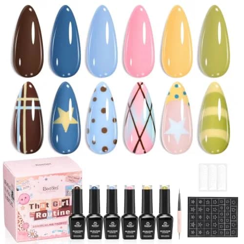 Beetles Gel Polish Set - That Girl Routine 6 Colors 7.5ml (0.25 Fl Oz) | Soak-Off UV/LED Curing Nail Art Kit thumbnail 1