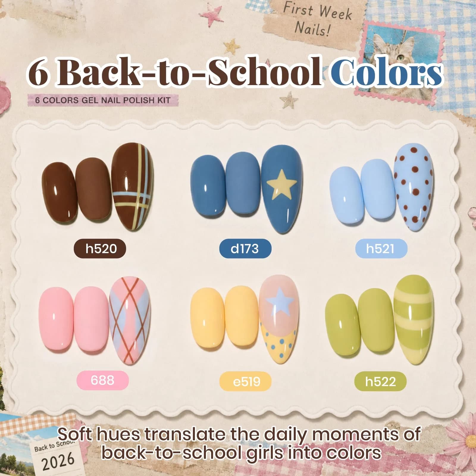 Beetles Gel Polish Set - That Girl Routine 6 Colors 7.5ml (0.25 Fl Oz) | Soak-Off UV/LED Curing Nail Art Kit - view 3