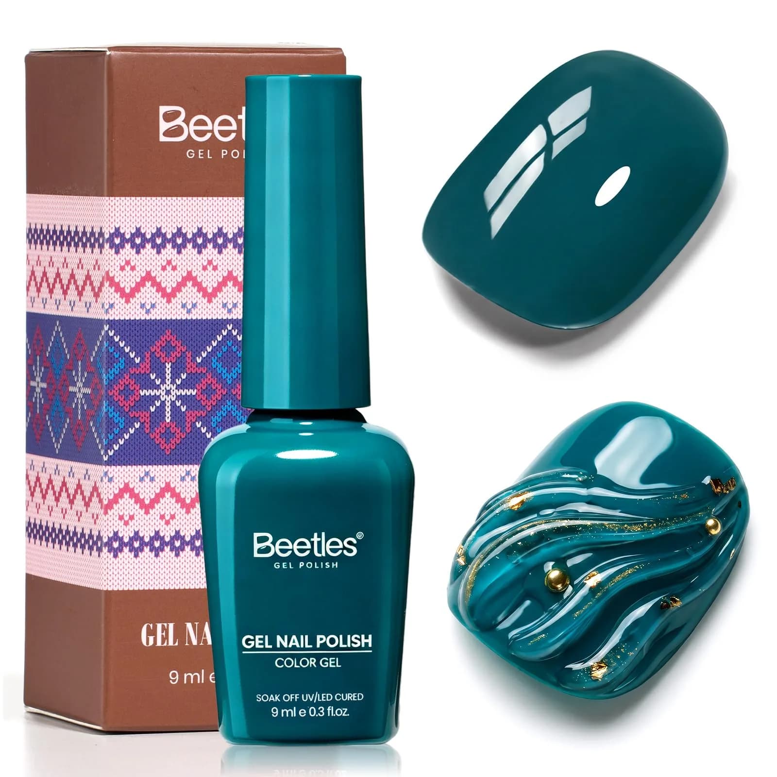 Beetles Dark Teal Gel Polish 9ml (0.3 Fl Oz) | Fall Nails, Long-Lasting Chip-Resistant Gel - main product image