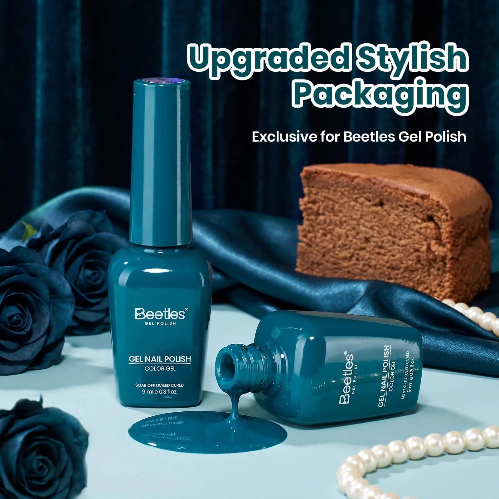 Beetles Dark Teal Gel Polish 9ml (0.3 Fl Oz) | Fall Nails, Long-Lasting Chip-Resistant Gel - view 5