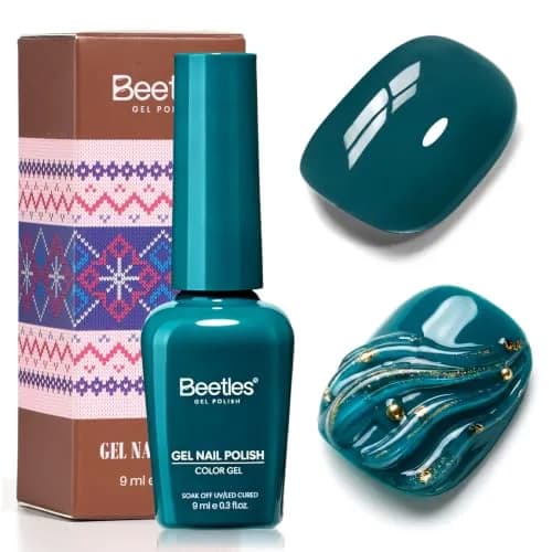 Beetles Dark Teal Gel Polish 9ml (0.3 Fl Oz) | Fall Nails, Long-Lasting Chip-Resistant Gel thumbnail 1