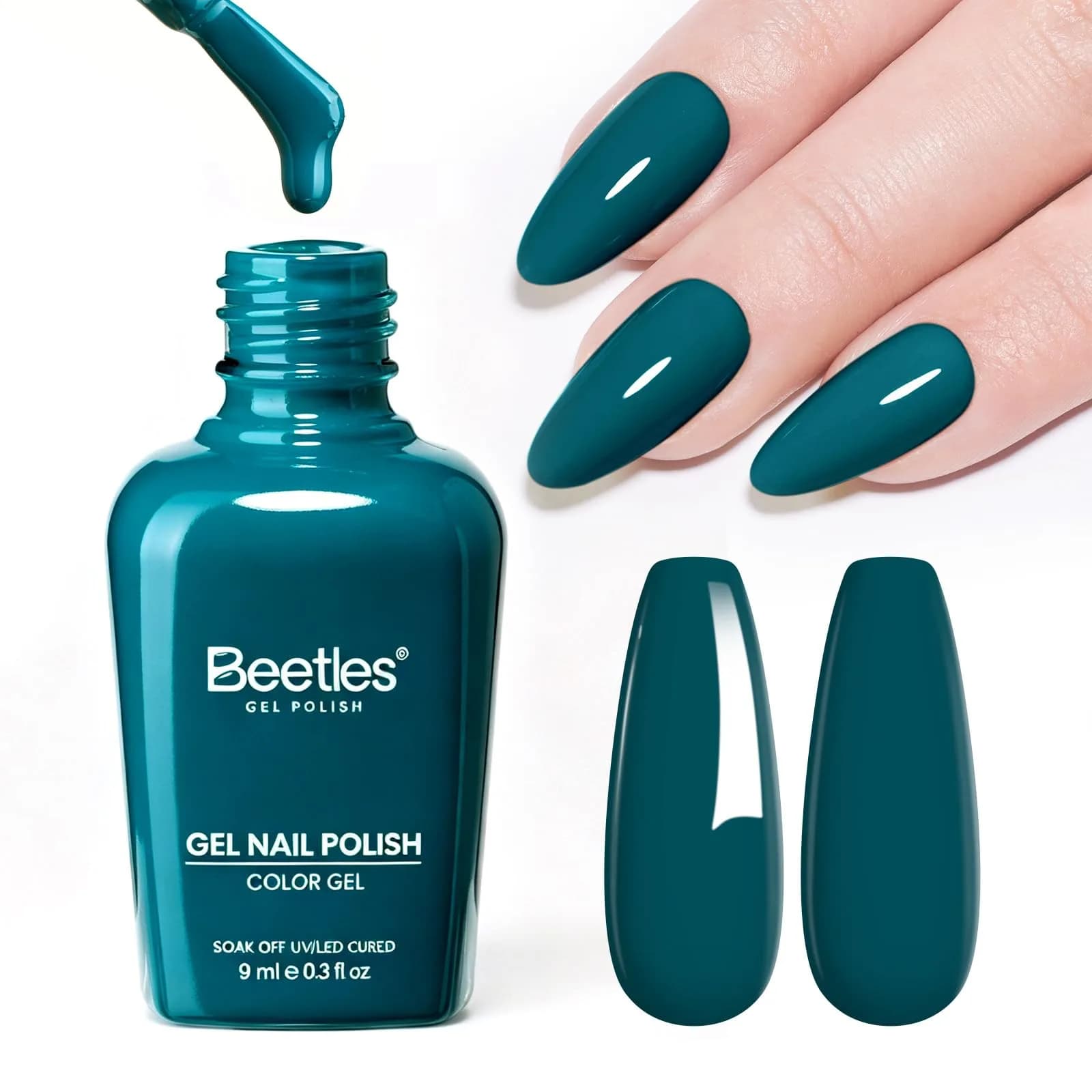 Beetles Dark Teal Gel Polish 9ml (0.3 Fl Oz) | Fall Nails, Long-Lasting Chip-Resistant Gel - view 8