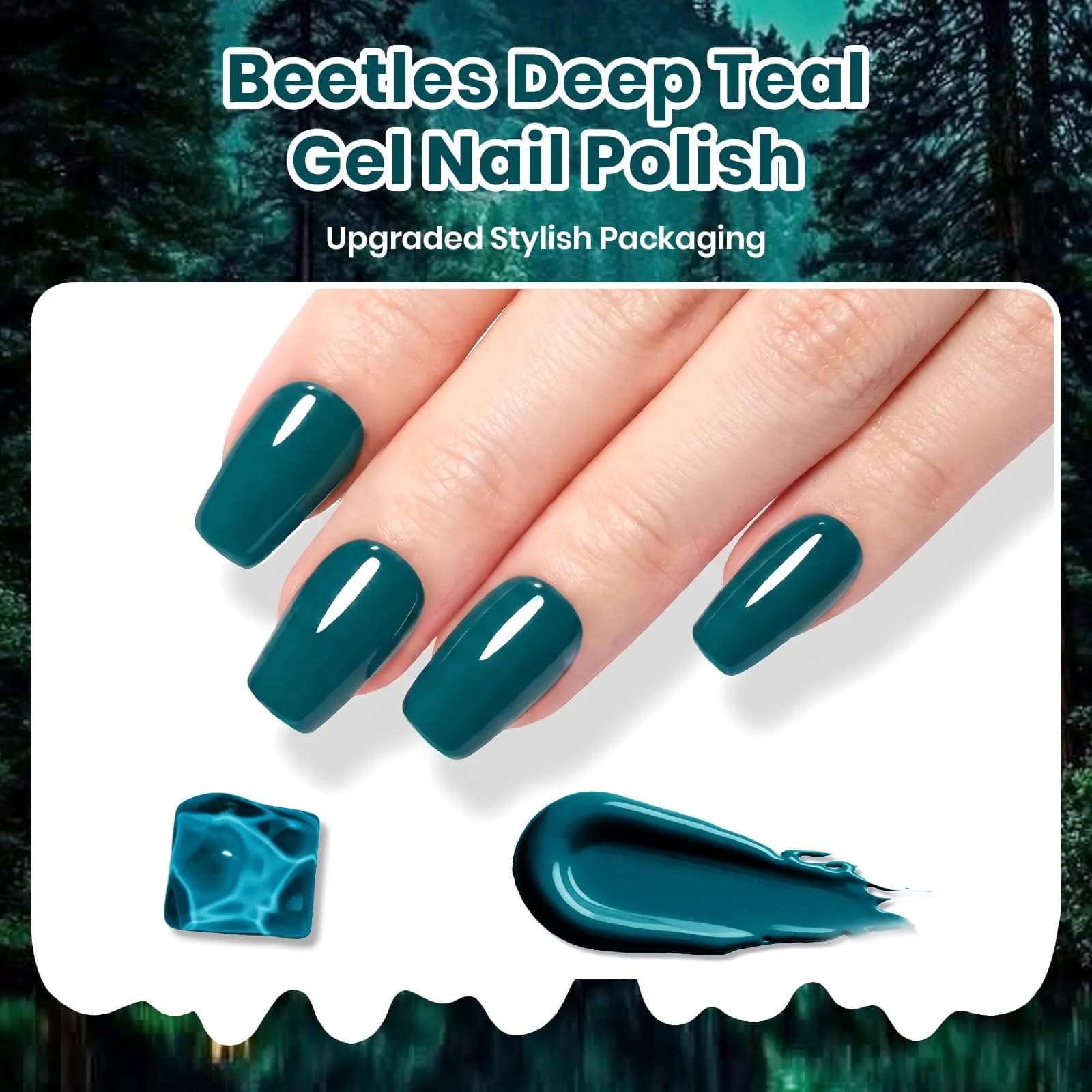 Beetles Dark Teal Gel Polish 9ml (0.3 Fl Oz) | Fall Nails, Long-Lasting Chip-Resistant Gel - view 2