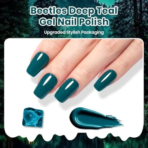 Beetles Dark Teal Gel Polish 9ml (0.3 Fl Oz) | Fall Nails, Long-Lasting Chip-Resistant Gel thumbnail 2