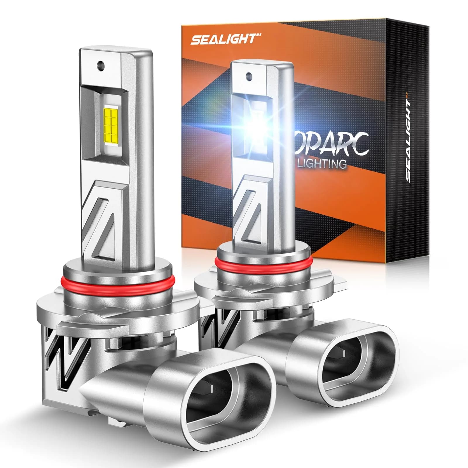SEALIGHT 9005/HB3 LED Headlight Bulbs 6500K Cool White 2-Pack | 1200% Brighter with Fan & IP68 Waterproof — White