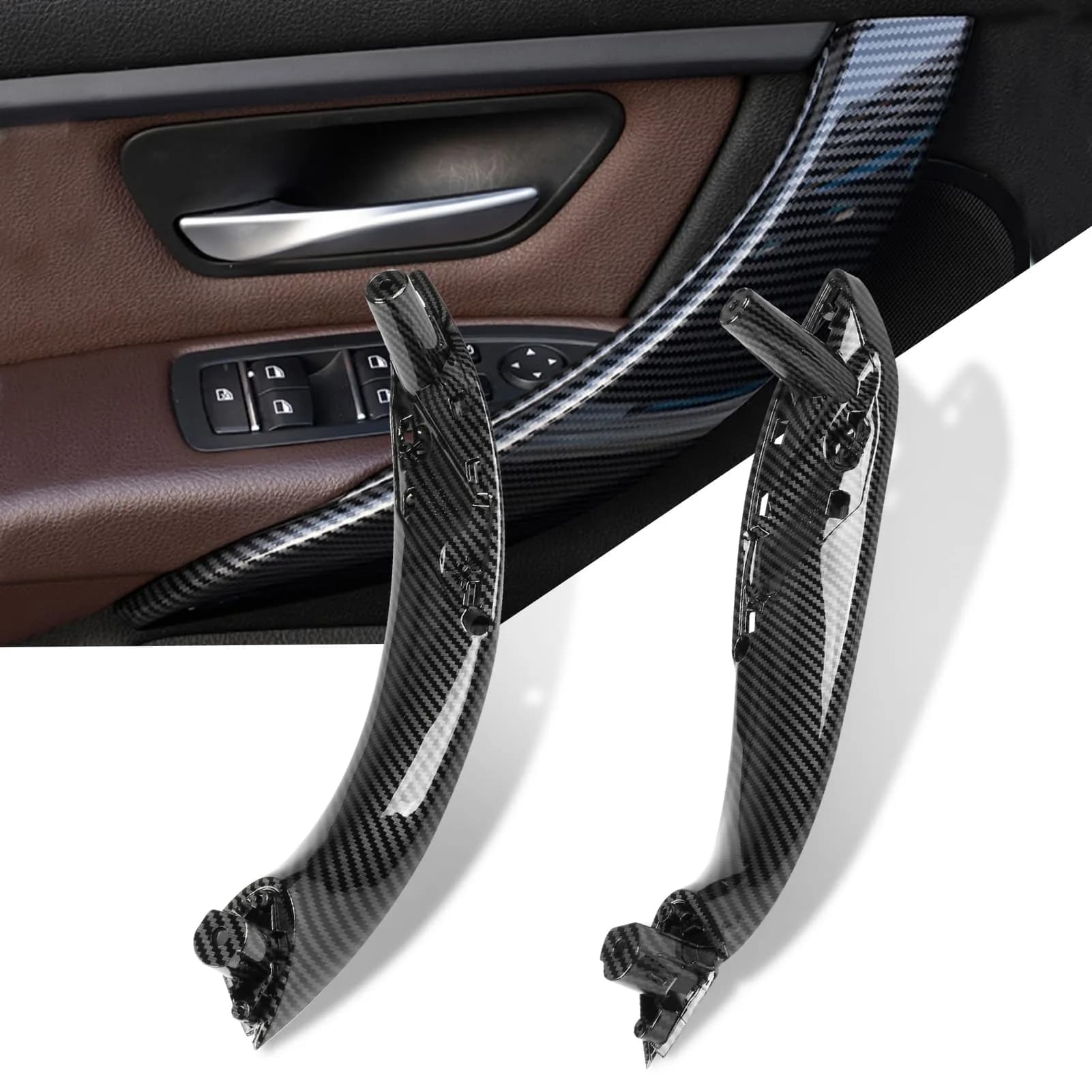 Jaronx Carbon Fiber Left & Right Front Door Handle Set for BMW 3 Series 4 Series (2 Pieces) - main product image