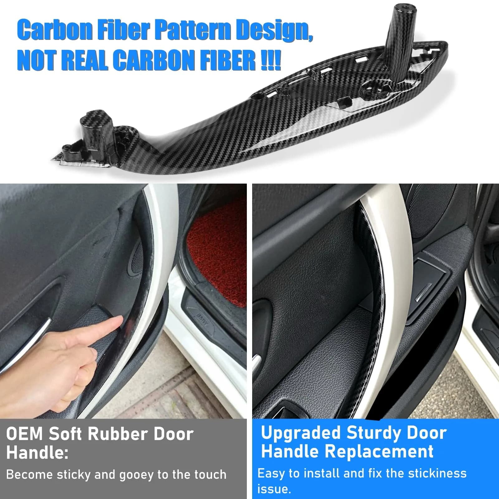 Jaronx Carbon Fiber Left & Right Front Door Handle Set for BMW 3 Series 4 Series (2 Pieces) - view 3