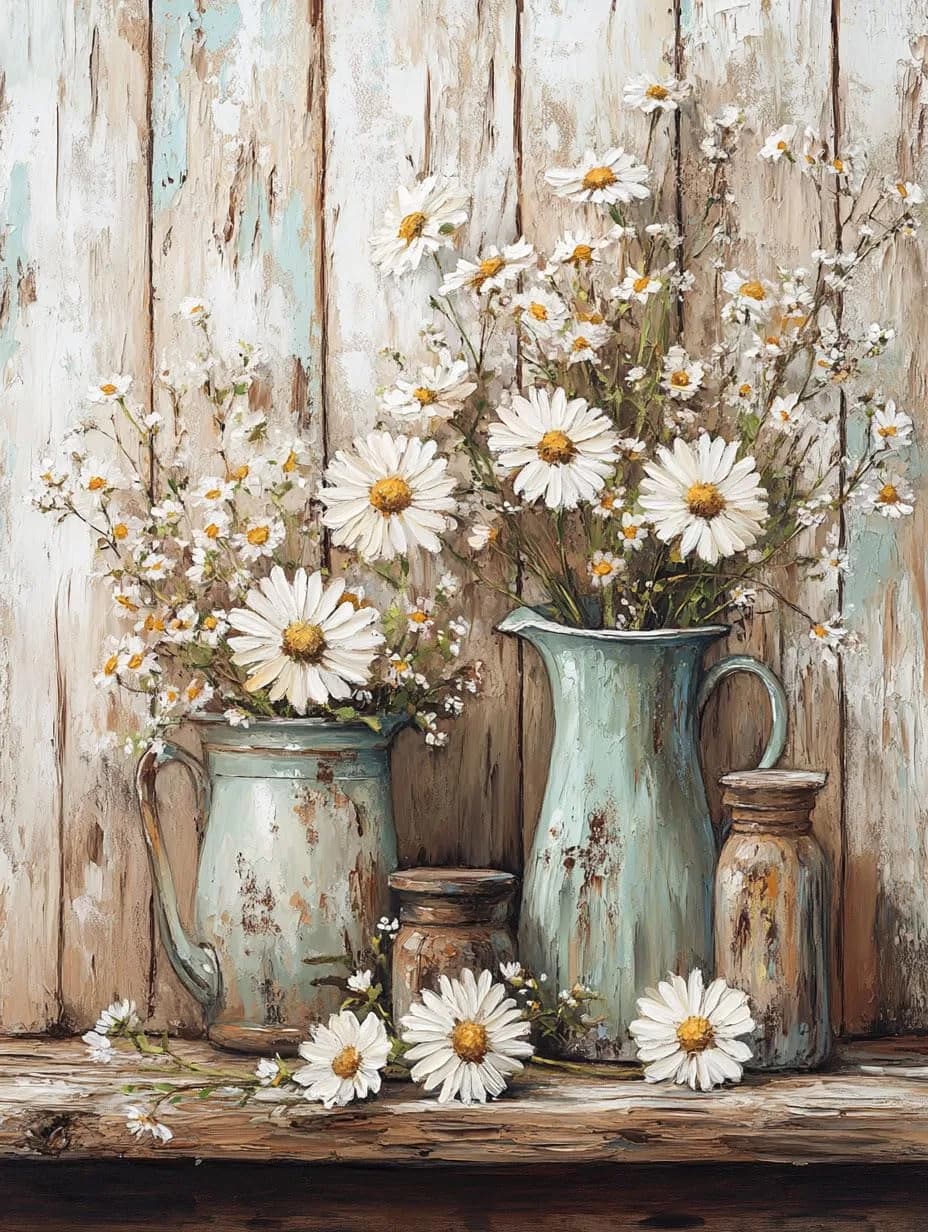 WUSARPLY Rustic Daisy Stamped Cross Stitch Kits for Beginners Adults | 11CT Pre-Printed Fabric, Stress Relief