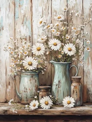 WUSARPLY Rustic Daisy Stamped Cross Stitch Kits for Beginners Adults | 11CT Pre-Printed Fabric, Stress Relief thumbnail 1