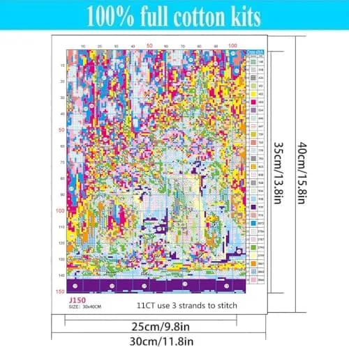 WUSARPLY Rustic Daisy Stamped Cross Stitch Kits for Beginners Adults | 11CT Pre-Printed Fabric, Stress Relief thumbnail 6