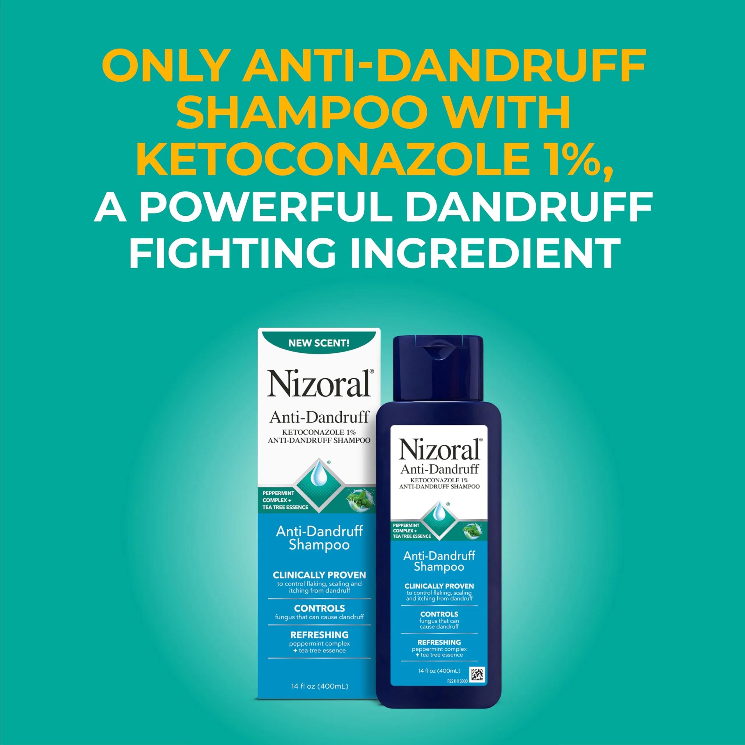 Nizoral Anti-Dandruff Shampoo with 1% Ketoconazole & Peppermint 414ml (14 Fl Oz) | Clinically Proven Scalp Relief - view 2