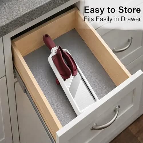 KNS ESSENTIALS Mandoline Slicer – Adjustable Stainless Steel Blades, with Comfort Grip – Vegetable Slicer for Small to Medium sized Cucumber, Onion, Potato thumbnail 6