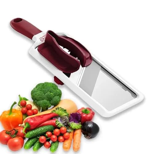 KNS ESSENTIALS Mandoline Slicer – Adjustable Stainless Steel Blades, with Comfort Grip – Vegetable Slicer for Small to Medium sized Cucumber, Onion, Potato thumbnail 8