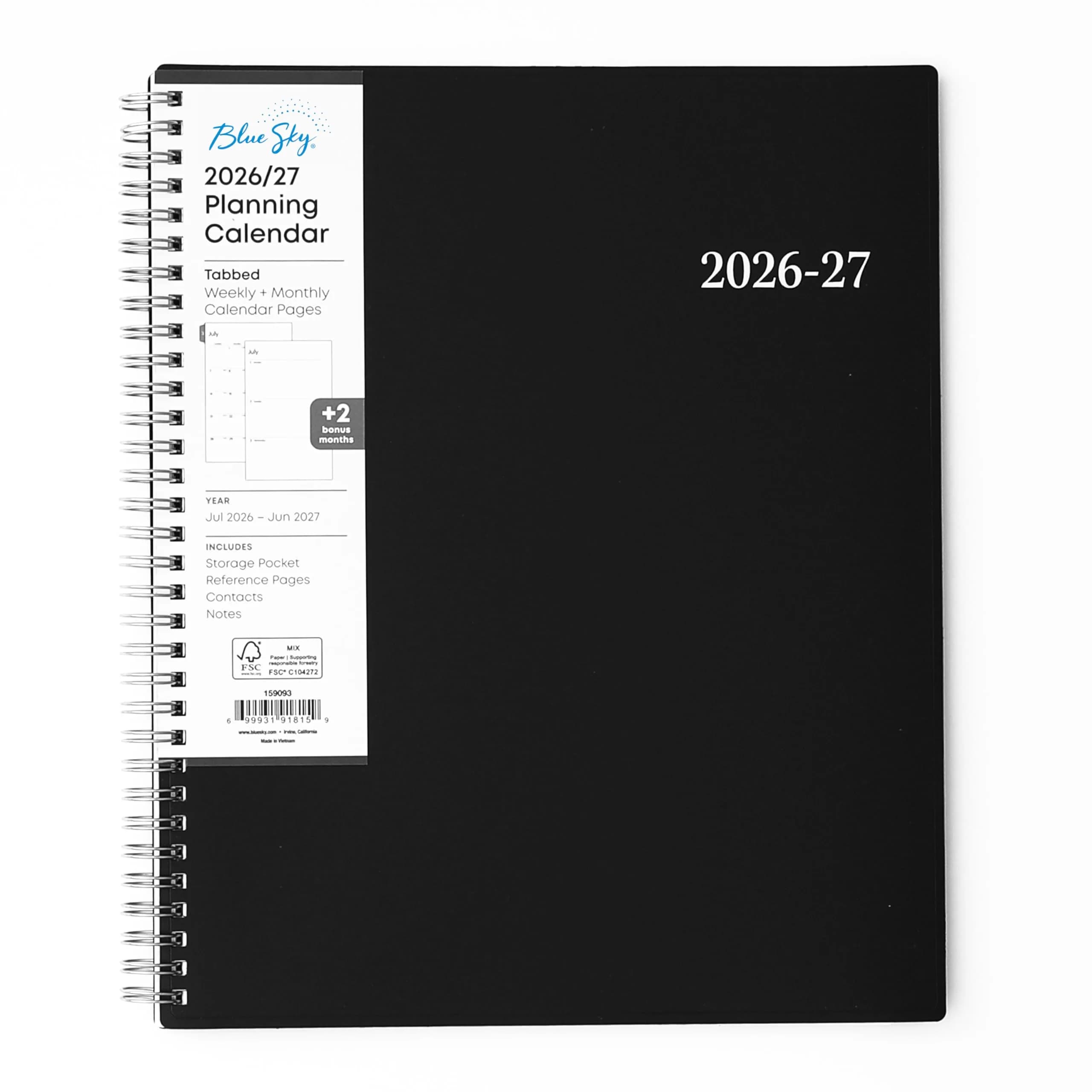 Blue Sky Enterprise Academic Planner 2026-2027 21.6 x 27.9 cm (8.5"x11") | Professional Planning with Laminated Tabs