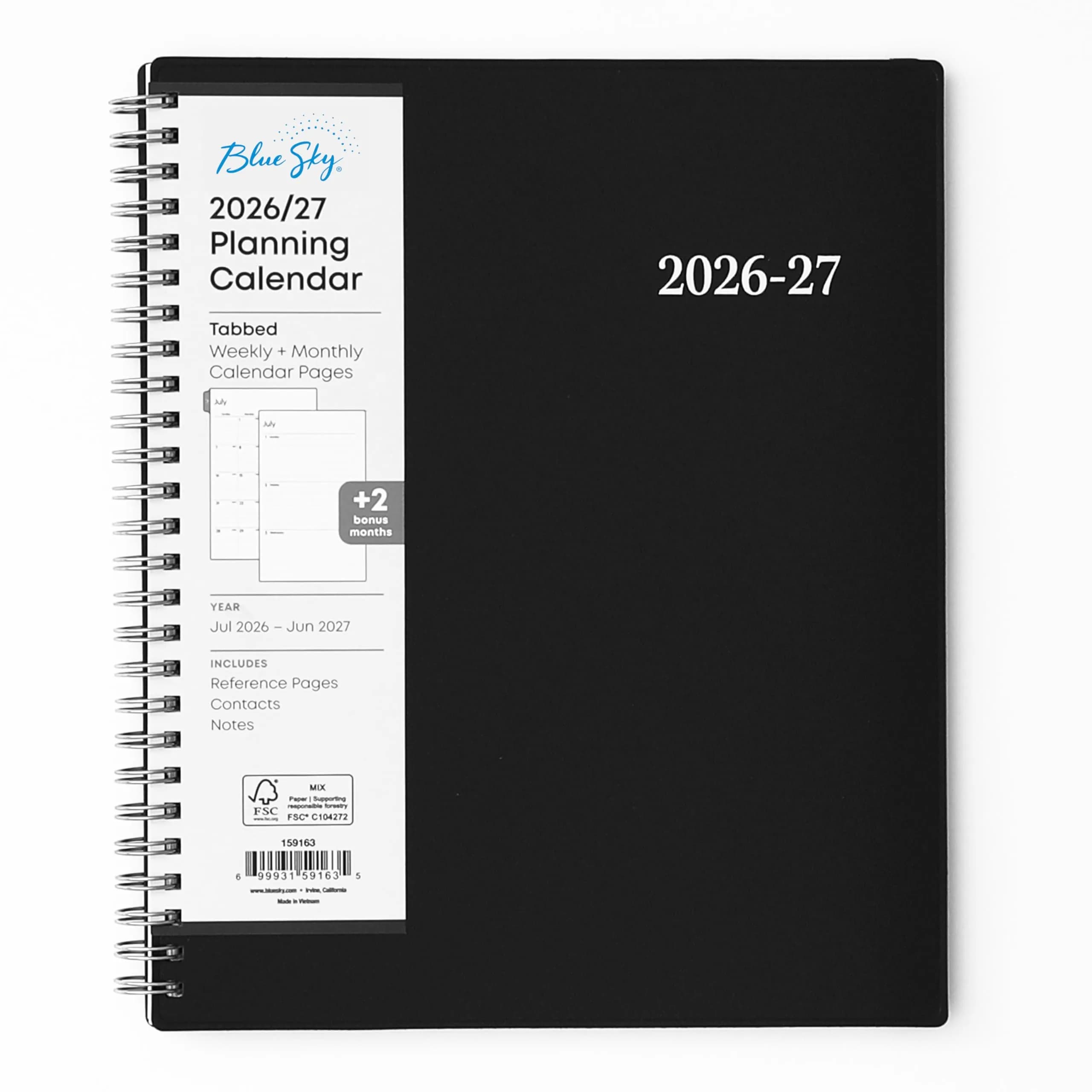 Blue Sky 2026-2027 Weekly & Monthly Academic Planner, 7"x9" (17.8cm x 22.9cm) | Professional Planning for Students & Office Use