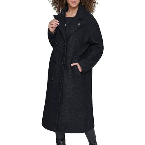 KARL LAGERFELD Paris Women's Classic Long Double Breasted Wool Peacoat Black, X-Small | Timeless Style & Warmth thumbnail 5