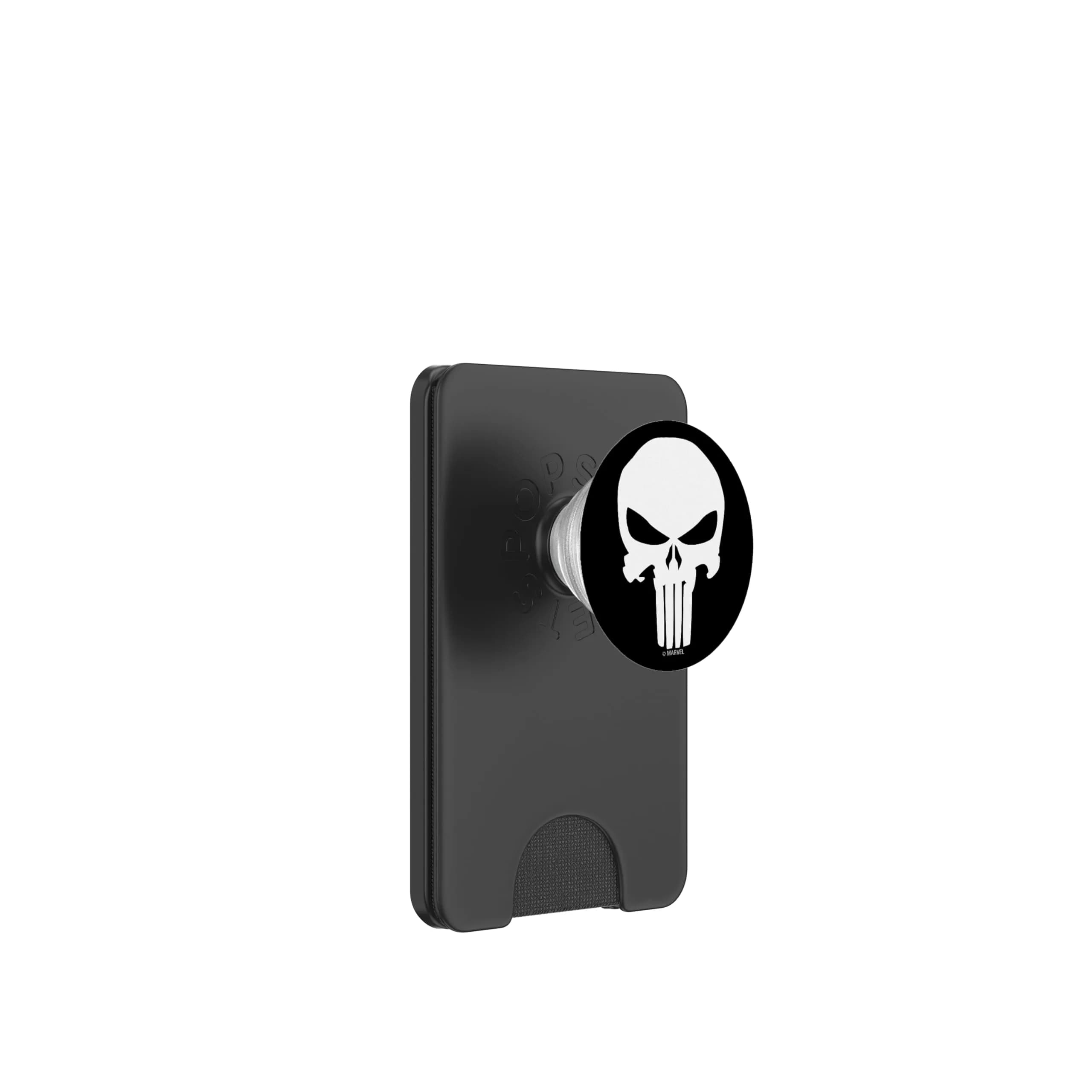 Marvel The Punisher Skull PopSockets PopWallet for MagSafe | Officially Licensed Black Cell Phone Grip with Swappable Top — Black