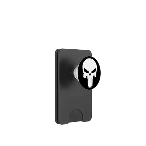 Marvel The Punisher Skull PopSockets PopWallet for MagSafe | Officially Licensed Black Cell Phone Grip with Swappable Top thumbnail 1